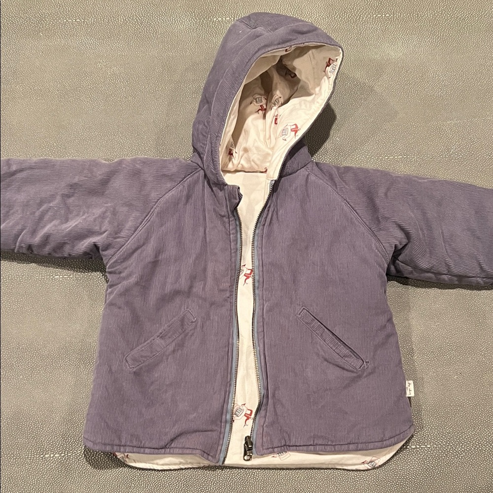 Kids Blue Corduroy Reversible Hooded Jacket